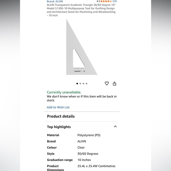 Clear Triangle Ruler - Picture 2 of 4